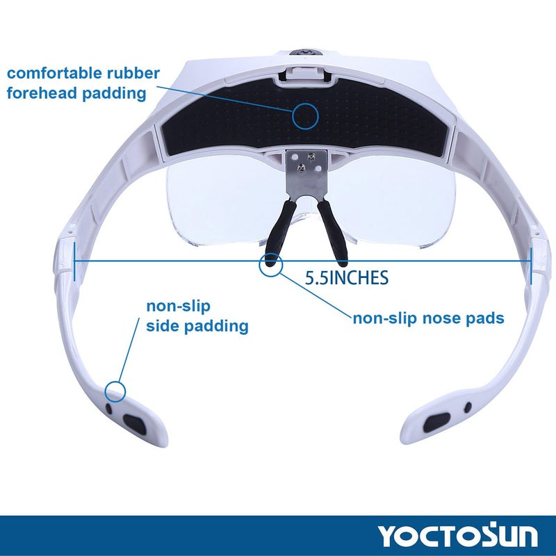 YOCTOSUN LED Head Magnifier, Rechargeable Hands Free Headband Magnifying Glasses with 2 Led, Professional Jeweler's Loupe Light Bracket and Headband are Interchangeable - Image 5